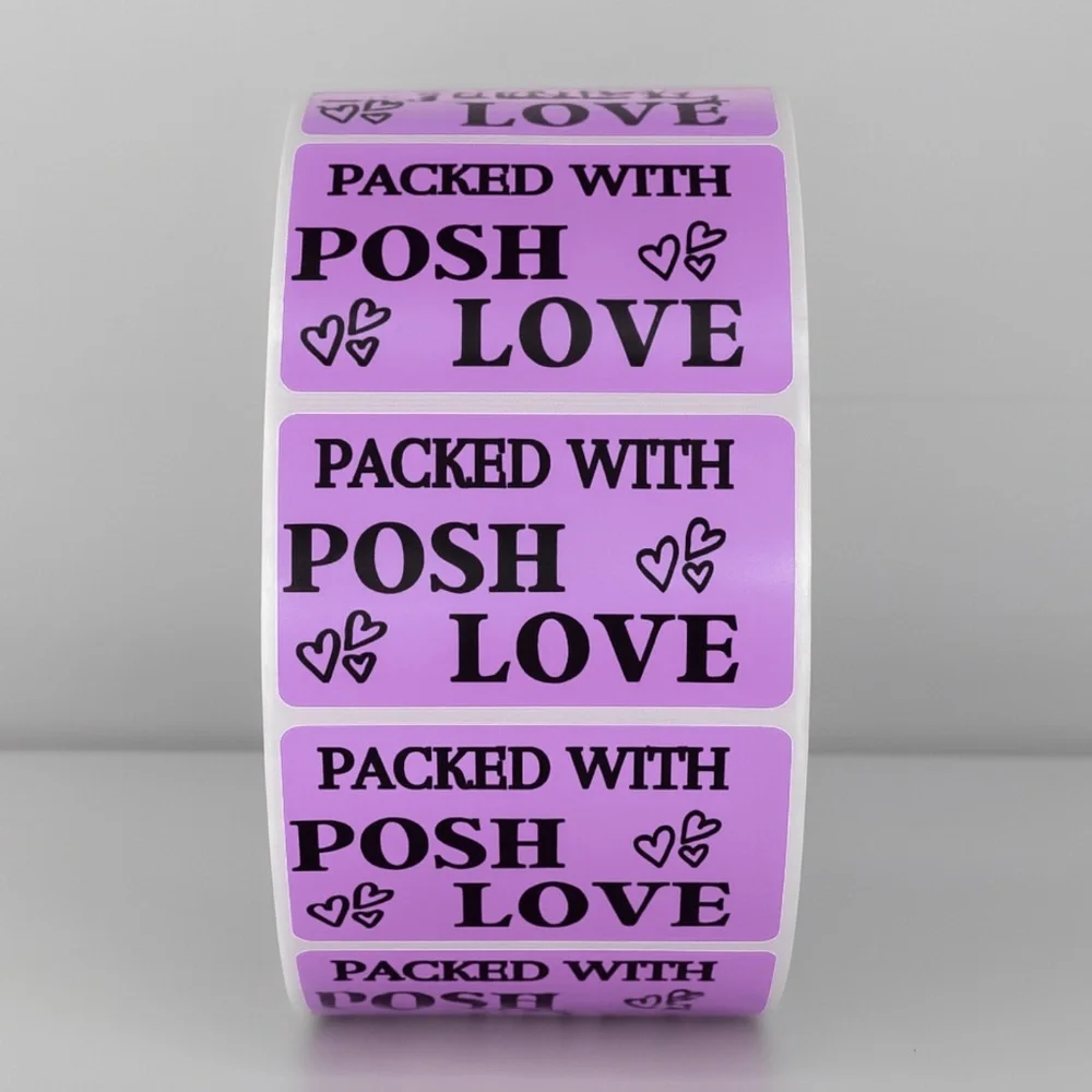 Packed With Posh Love Stickers | Purple Labels for Poshmark Packaging